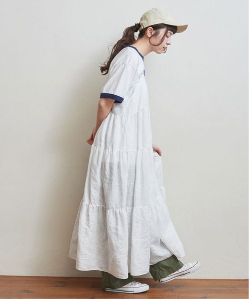 Dot&Stripes CHILD WOMAN(ドットアンドストライプス チャイルドウーマン)の「リネンピンドット ティアードキャミワンピース(ワンピース・レディース・ホワイト/ブラック・FREE)」の5枚目の写真