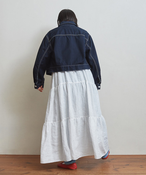 Dot&Stripes CHILD WOMAN(ドットアンドストライプス チャイルドウーマン)の「リネンピンドット ティアードキャミワンピース(ワンピース・レディース・ホワイト/ブラック・FREE)」の8枚目の写真