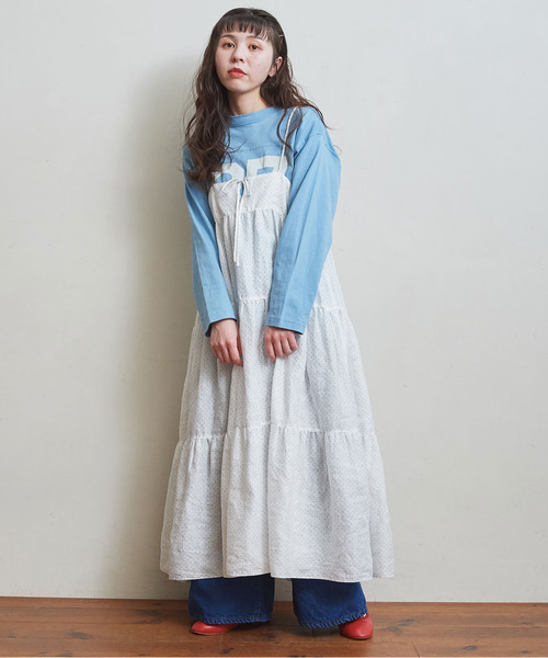 Dot&Stripes CHILD WOMAN(ドットアンドストライプス チャイルドウーマン)の「リネンピンドット ティアードキャミワンピース(ワンピース・レディース・ホワイト/ブラック・FREE)」の10枚目の写真