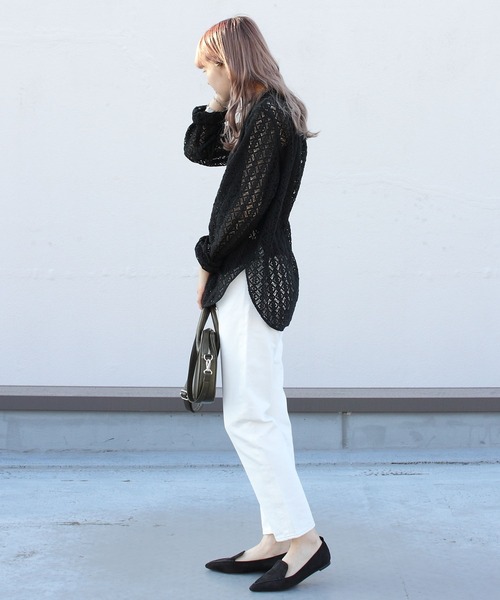 THE SHINZONE（ザ　シンゾーン）の「THE SHINZONE/シンゾーン　ジャガードレースシャツ　JACQUARD LACE SHIRT（シャツ/ブラウス・レディース・ブラック/ナチュラル・FREE）」の7枚目の写真