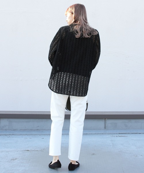 THE SHINZONE（ザ　シンゾーン）の「THE SHINZONE/シンゾーン　ジャガードレースシャツ　JACQUARD LACE SHIRT（シャツ/ブラウス・レディース・ブラック/ナチュラル・FREE）」の8枚目の写真