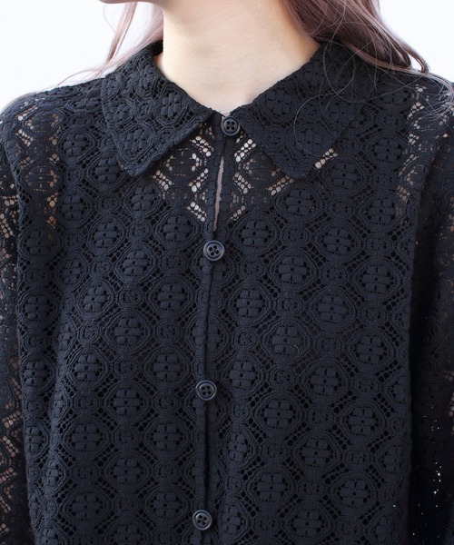 THE SHINZONE（ザ　シンゾーン）の「THE SHINZONE/シンゾーン　ジャガードレースシャツ　JACQUARD LACE SHIRT（シャツ/ブラウス・レディース・ブラック/ナチュラル・FREE）」の9枚目の写真