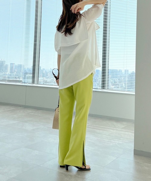 mysty woman（ミスティウーマン）の「襟セットレイヤードチュニック 274587（シャツ/ブラウス・レディース・ブラック/オフホワイト/ピンクベージュ・FREE）」の16枚目の写真