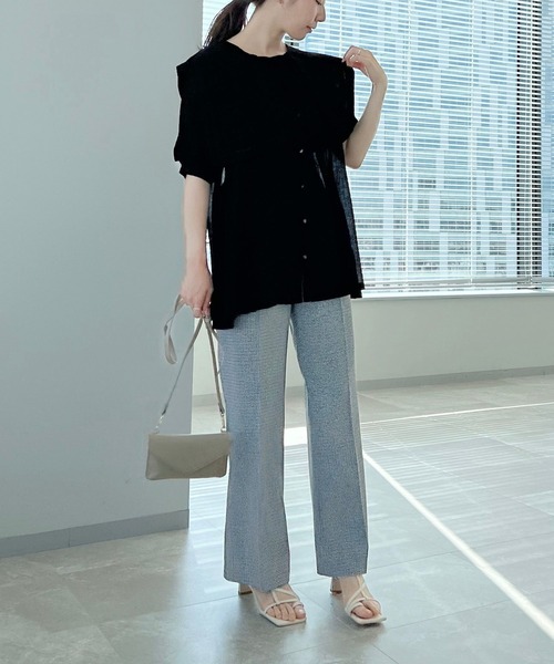 mysty woman（ミスティウーマン）の「襟セットレイヤードチュニック 274587（シャツ/ブラウス・レディース・ブラック/オフホワイト/ピンクベージュ・FREE）」の17枚目の写真