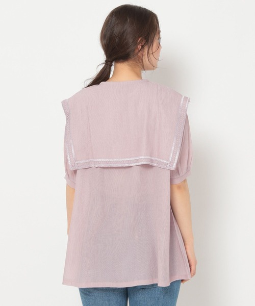 mysty woman（ミスティウーマン）の「襟セットレイヤードチュニック 274587（シャツ/ブラウス・レディース・ブラック/オフホワイト/ピンクベージュ・FREE）」の21枚目の写真