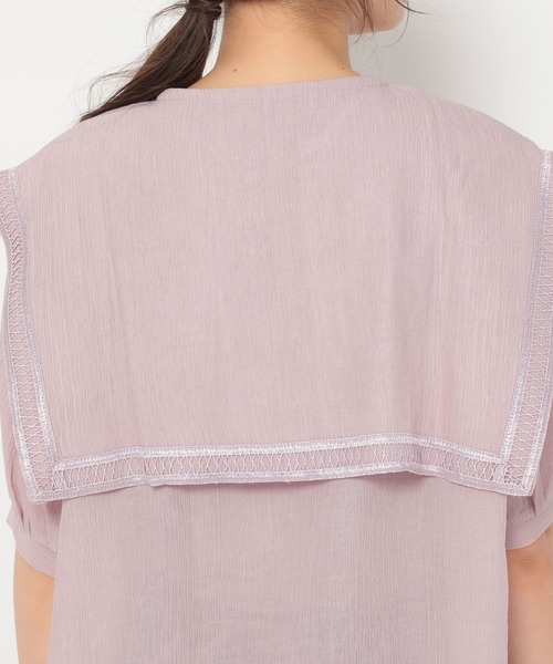 mysty woman（ミスティウーマン）の「襟セットレイヤードチュニック 274587（シャツ/ブラウス・レディース・ブラック/オフホワイト/ピンクベージュ・FREE）」の7枚目の写真