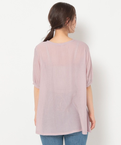 mysty woman（ミスティウーマン）の「襟セットレイヤードチュニック 274587（シャツ/ブラウス・レディース・ブラック/オフホワイト/ピンクベージュ・FREE）」の10枚目の写真