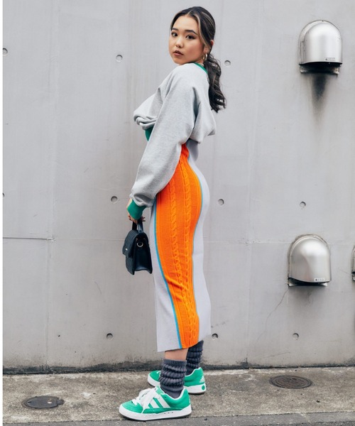 atmos pink(アトモスピンク)の「atmos pink マルチカラーロングワンピ(ワンピース・レディース・グレー/グリーン・FREE)」の14枚目の写真