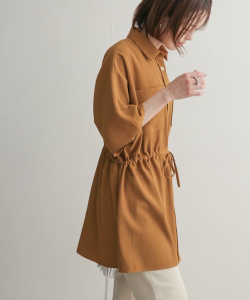 URBAN RESEARCH DOORS(アーバンリサーチドアーズ)の「ツイルドロストオーバーシャツ(シャツ/ブラウス・レディース・ネイビー/ブラウン・1)」の4枚目の写真