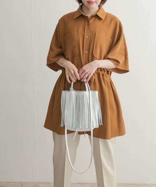 URBAN RESEARCH DOORS(アーバンリサーチドアーズ)の「ツイルドロストオーバーシャツ(シャツ/ブラウス・レディース・ネイビー/ブラウン・1)」の7枚目の写真