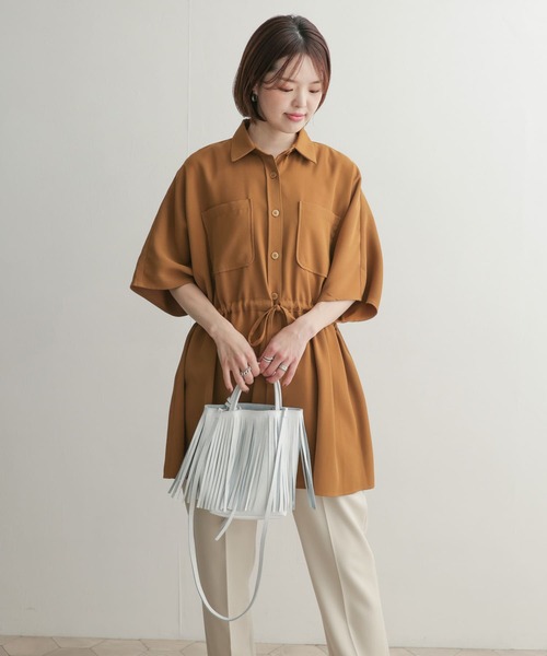 URBAN RESEARCH DOORS(アーバンリサーチドアーズ)の「ツイルドロストオーバーシャツ(シャツ/ブラウス・レディース・ネイビー/ブラウン・1)」の8枚目の写真