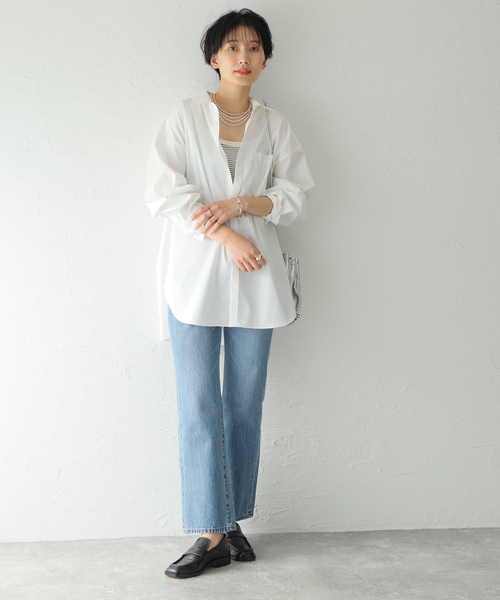 JOURNAL STANDARD(ジャーナルスタンダード)の「コットンブロードビッグシャツ(シャツ/ブラウス・レディース・ホワイト/サックスブルー/ブルー系その他・FREE)」の4枚目の写真