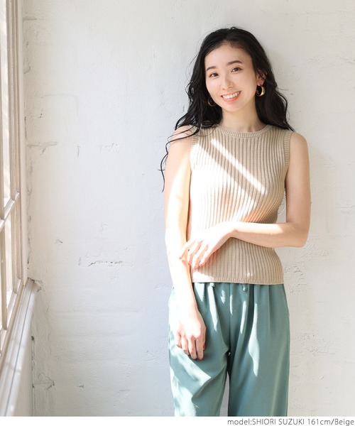 coca（coca）（コカ）の「ピグメントニットタンク（タンクトップ・レディース・ベージュ/ブルー・ONE SIZE）」の3枚目の写真