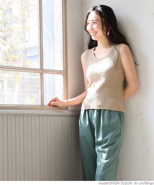coca（coca）（コカ）の「ピグメントニットタンク（タンクトップ・レディース・ベージュ/ブルー・ONE SIZE）」の6枚目の写真