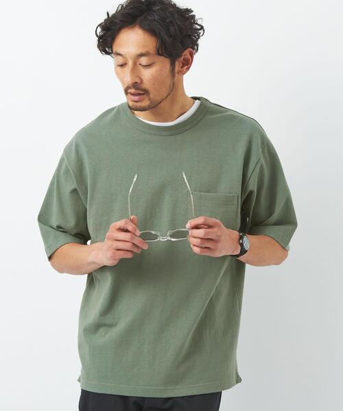 グリーン クルーネック Tシャツ MAISON KITSUNE メゾンキツネ メンズクルーネックTシャツ