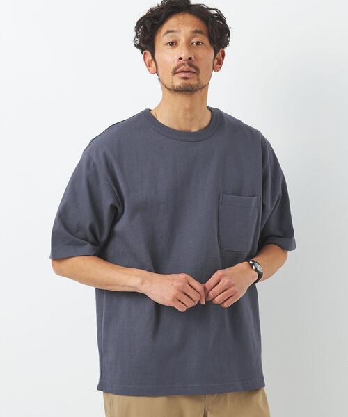 green label relaxing（グリーンレーベルリラクシング）の「オーガニックヘビーウェイト クルーネック クルーネック Tシャツ OVLG（Tシャツ/カットソー・メンズ・ライトグレー/ブラック/オリーブ/ロイヤルブルー/オフホワイト・S/M/L/XL/XXL）」の5枚目の写真