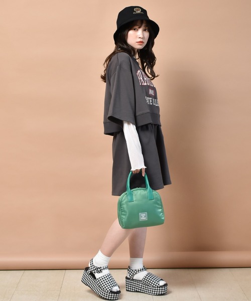 ems excite（エムズエキサイト）の「5分袖ロゴトレーナー（スウェット・レディース・チャコールグレー/ブルー/アイボリー・FREE）」の12枚目の写真