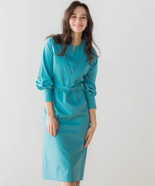 セール Blu ピンタックハシゴレース使いワンピース ワンピース Viaggio Viaggio ワンピース Blu ビアッジョブルー の