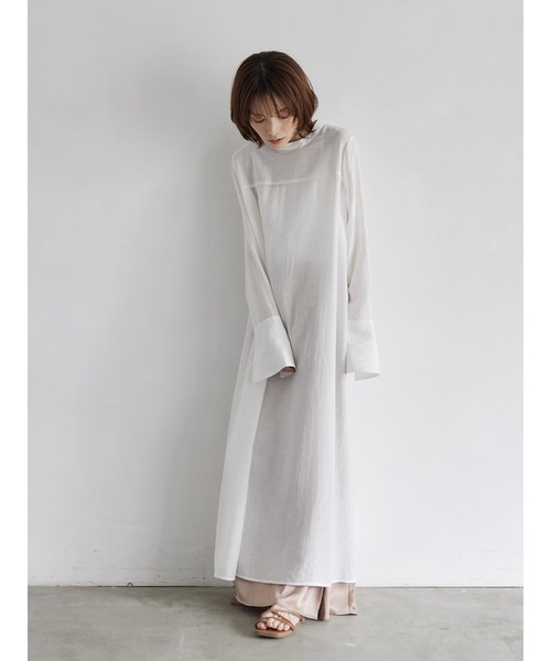 rem closet（レムクローゼット）の「ワッシャーワンピース（ワンピース・レディース・オフホワイト/ブラック・FREE）」の4枚目の写真