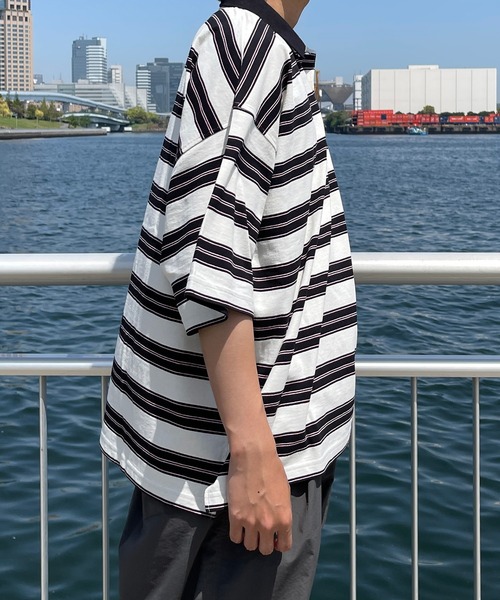 kutir(クティール)の「レトロカラーボーダーポロ(Tシャツ/カットソー・メンズ・オフホワイト/ライトグリーン/ライトブルー・MEDIUM/LARGE)」の8枚目の写真