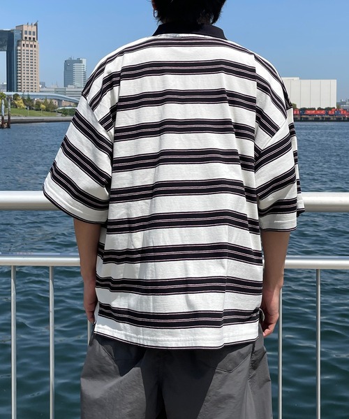 kutir(クティール)の「レトロカラーボーダーポロ(Tシャツ/カットソー・メンズ・オフホワイト/ライトグリーン/ライトブルー・MEDIUM/LARGE)」の9枚目の写真