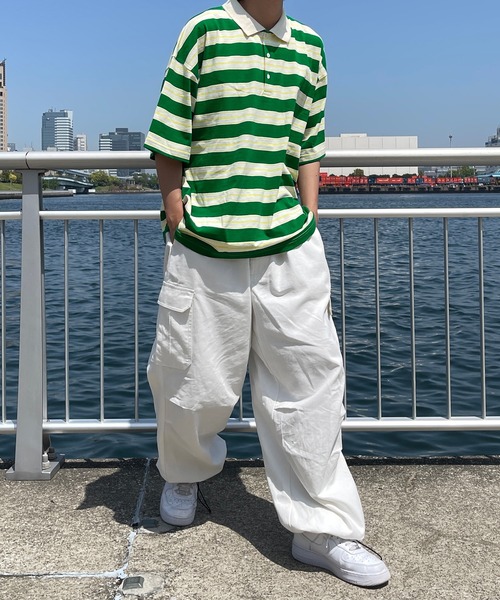 kutir(クティール)の「レトロカラーボーダーポロ(Tシャツ/カットソー・メンズ・オフホワイト/ライトグリーン/ライトブルー・MEDIUM/LARGE)」の14枚目の写真