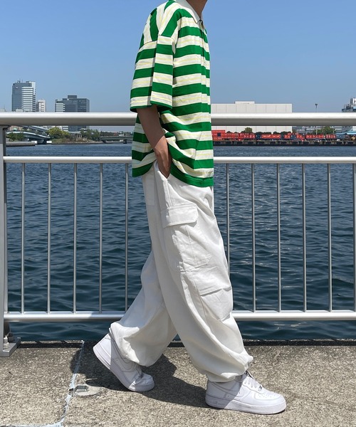kutir(クティール)の「レトロカラーボーダーポロ(Tシャツ/カットソー・メンズ・オフホワイト/ライトグリーン/ライトブルー・MEDIUM/LARGE)」の15枚目の写真
