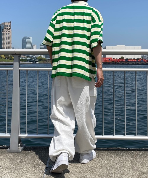 kutir(クティール)の「レトロカラーボーダーポロ(Tシャツ/カットソー・メンズ・オフホワイト/ライトグリーン/ライトブルー・MEDIUM/LARGE)」の16枚目の写真