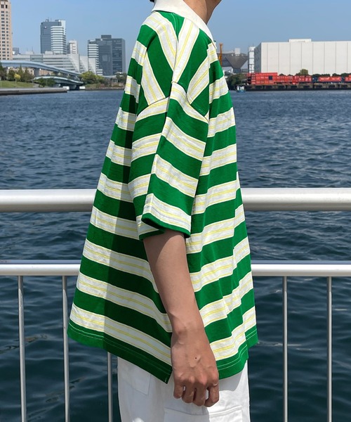kutir(クティール)の「レトロカラーボーダーポロ(Tシャツ/カットソー・メンズ・オフホワイト/ライトグリーン/ライトブルー・MEDIUM/LARGE)」の18枚目の写真