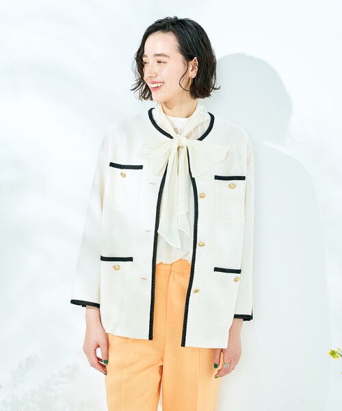 NOLLEY’S Sophi（ノーリーズソフィ）の「シアーオーガンジーボウタイブラウス（シャツ/ブラウス・レディース・オフホワイト/ブラック/イエロー/サックスブルー/ライトグリーン・38/36）」の17枚目の写真