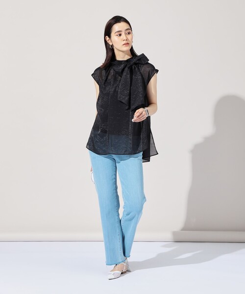 NOLLEY’S Sophi（ノーリーズソフィ）の「シアーオーガンジーボウタイブラウス（シャツ/ブラウス・レディース・オフホワイト/ブラック/イエロー/サックスブルー/ライトグリーン・38/36）」の21枚目の写真