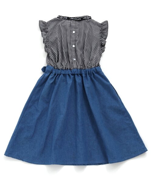 algy（アルジー）の「シャーリングブラウスドッキングワンピ（ワンピース・キッズ・ラベンダー/ブラック・MEDIUM/SMALL/XX-SMALL/X-SMALL）」の3枚目の写真