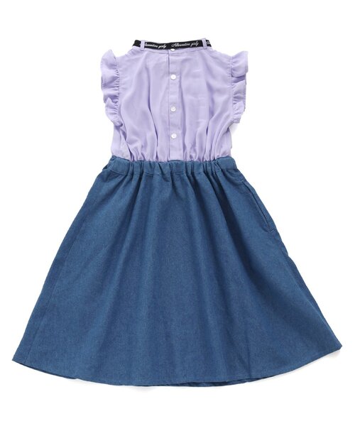 algy（アルジー）の「シャーリングブラウスドッキングワンピ（ワンピース・キッズ・ラベンダー/ブラック・MEDIUM/SMALL/XX-SMALL/X-SMALL）」の7枚目の写真