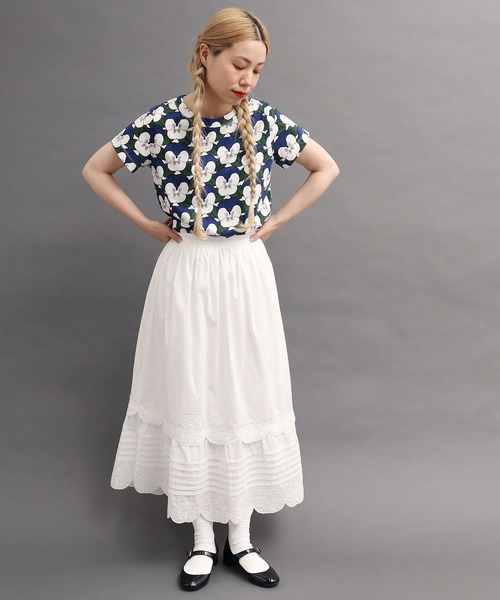 peu pres（プープレ）の「●パンジー刺繍スカート（スカート・レディース・ホワイト/ブラック・FREE）」の10枚目の写真