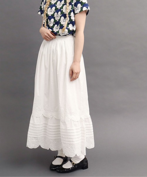 peu pres（プープレ）の「●パンジー刺繍スカート（スカート・レディース・ホワイト/ブラック・FREE）」の15枚目の写真