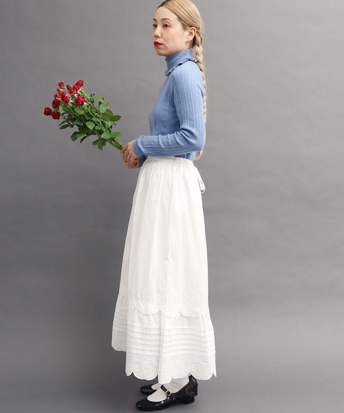 peu pres（プープレ）の「●パンジー刺繍スカート（スカート・レディース・ホワイト/ブラック・FREE）」の7枚目の写真