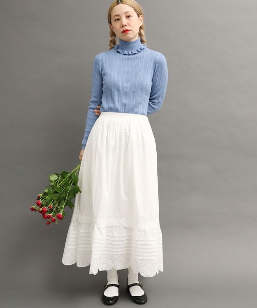 peu pres（プープレ）の「●パンジー刺繍スカート（スカート・レディース・ホワイト/ブラック・FREE）」の8枚目の写真