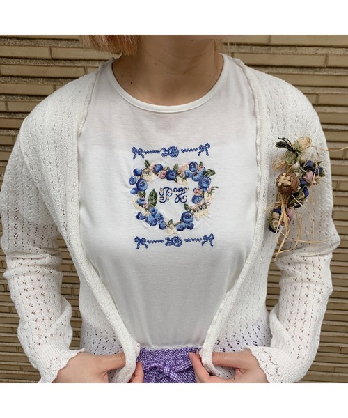 PINK HOUSE（ピンクハウス）の「ブルーベリー刺繍カットソー（Tシャツ