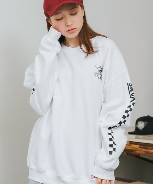 VANS（バンズ）の「ROOPTOKYO別注: VANS/ヴァンズ M PIRATE CREW SWEAT クルーネックスウェット 袖プリント（スウェット・レディース・ホワイト/ブラック/グレー・M/L/S）」の2枚目の写真