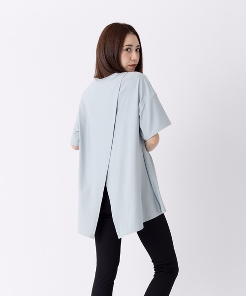 Ocean Pacific（オーシャンパシフィック）の「【OP:オーピー】レディース バックスリット半袖Tシャツ  ラッシュガード　プール　海　アウトドア（Tシャツ/カットソー・レディース・ホワイト/ブラック/ブラウン/サックスブルー・MEDIUM/LARGE/X-LARGE）」の4枚目の写真