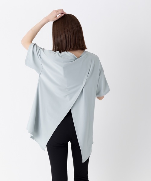 tシャツ Foggyバックスリットコットンプルオーバー レディース HUG.U カットソー アシメ バックスリット トップス 変形 二の腕