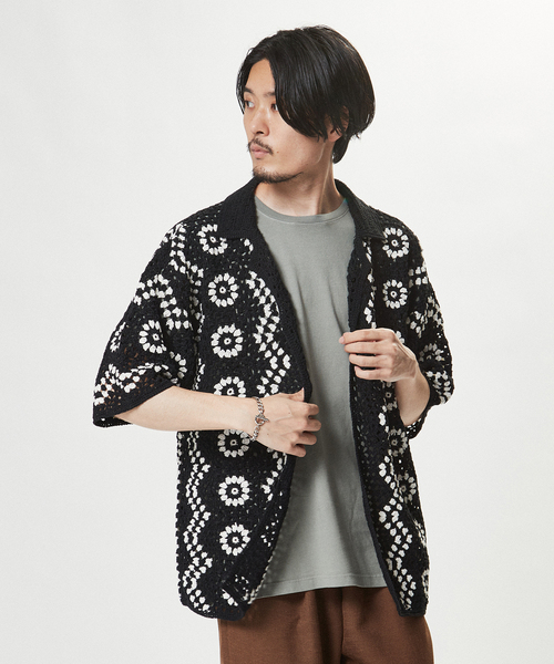 EDIFICE(エディフィス)の「クロシェ ニットシャツ(シャツ/ブラウス・メンズ・ベージュ/ブラック・MEDIUM/LARGE)」の9枚目の写真