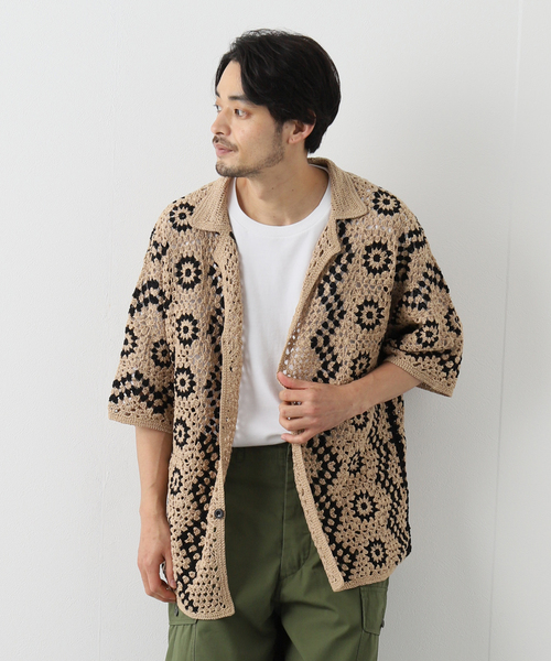 EDIFICE(エディフィス)の「クロシェ ニットシャツ(シャツ/ブラウス・メンズ・ベージュ/ブラック・MEDIUM/LARGE)」の12枚目の写真