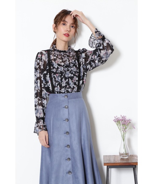 JILL STUART（ジルスチュアート）の「◆ ケリーミックスフラワーブラウス（シャツ/ブラウス・レディース・ブラック/パープル・MEDIUM/SMALL）」の3枚目の写真