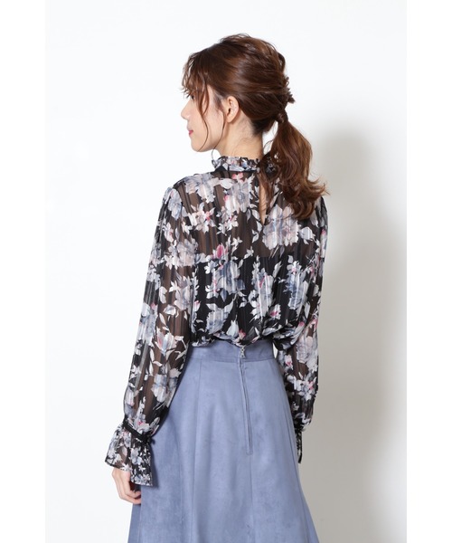 JILL STUART（ジルスチュアート）の「◆ ケリーミックスフラワーブラウス（シャツ/ブラウス・レディース・ブラック/パープル・MEDIUM/SMALL）」の7枚目の写真