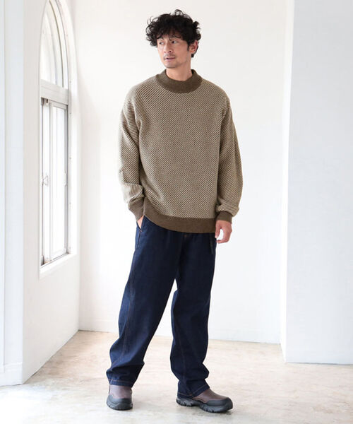B:MING by BEAMS（ビーミングバイビームス）の「B:MING by BEAMS / 7ゲージ ツイルジャカード モックネックニット（ニット/セーター・メンズ・ブラウン/ブラック/グリーン・MEDIUM/SMALL/LARGE/X-LARGE）」の9枚目の写真