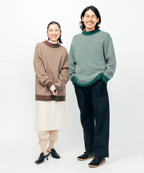B:MING by BEAMS（ビーミングバイビームス）の「B:MING by BEAMS / 7ゲージ ツイルジャカード モックネックニット（ニット/セーター・メンズ・ブラウン/ブラック/グリーン・MEDIUM/SMALL/LARGE/X-LARGE）」の13枚目の写真