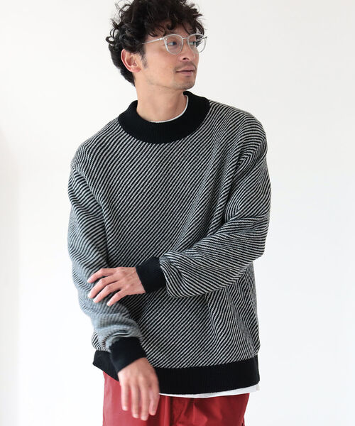 B:MING by BEAMS（ビーミングバイビームス）の「B:MING by BEAMS / 7ゲージ ツイルジャカード モックネックニット（ニット/セーター・メンズ・ブラウン/ブラック/グリーン・MEDIUM/SMALL/LARGE/X-LARGE）」の21枚目の写真