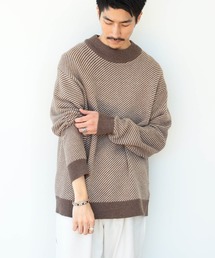 B:MING by BEAMS / 7ゲージ ツイルジャカード モックネックニット