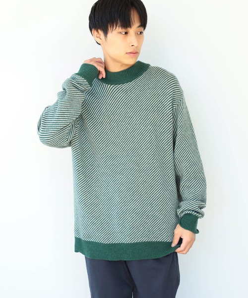 B:MING by BEAMS（ビーミングバイビームス）の「B:MING by BEAMS / 7ゲージ ツイルジャカード モックネックニット（ニット/セーター・メンズ・ブラウン/ブラック/グリーン・MEDIUM/SMALL/LARGE/X-LARGE）」の3枚目の写真